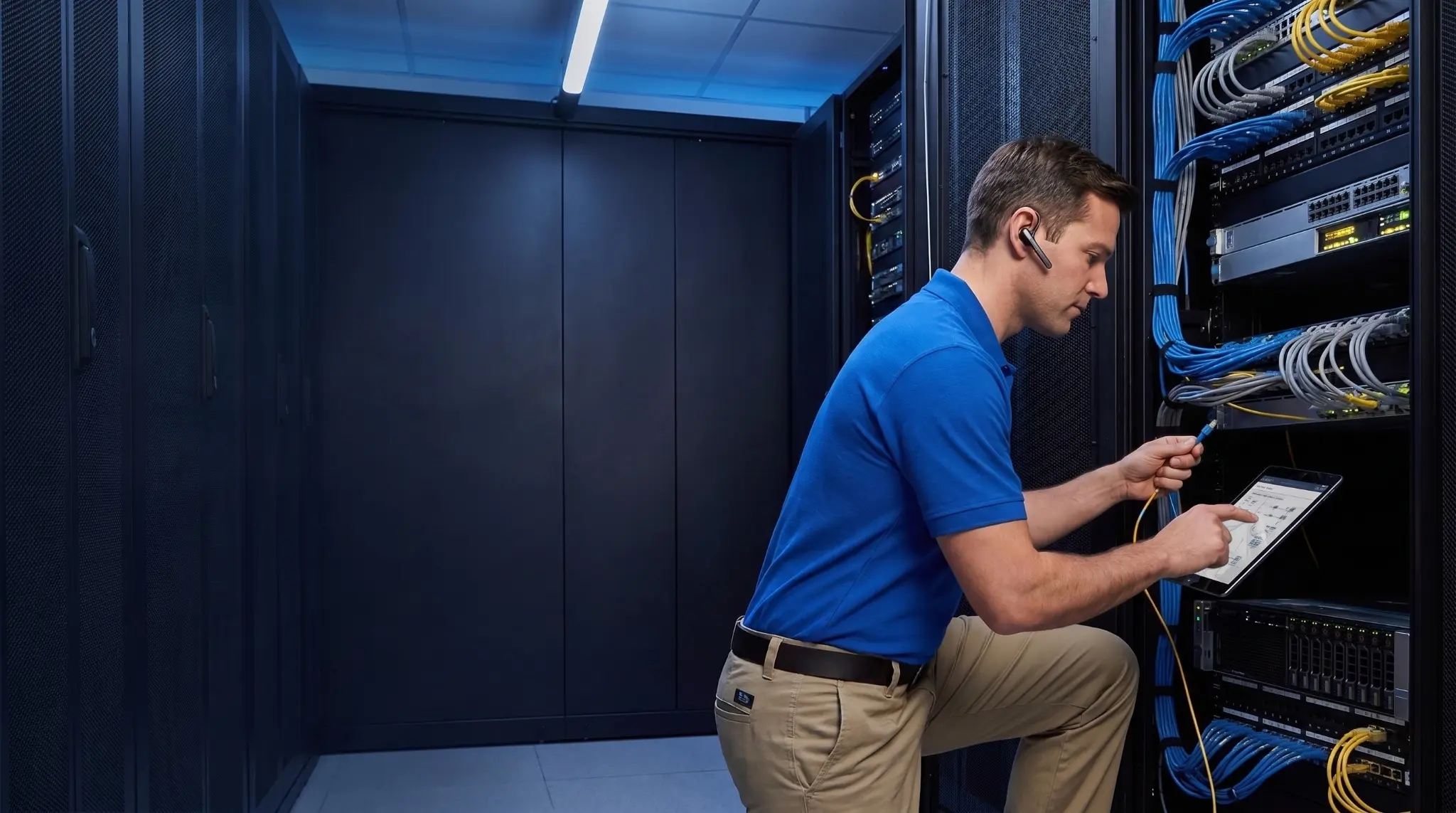 Cartennas field technician working with network equipment