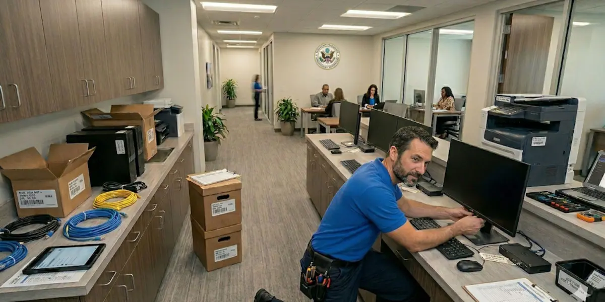 Cartennas technician providing onsite IT field service in a government facility